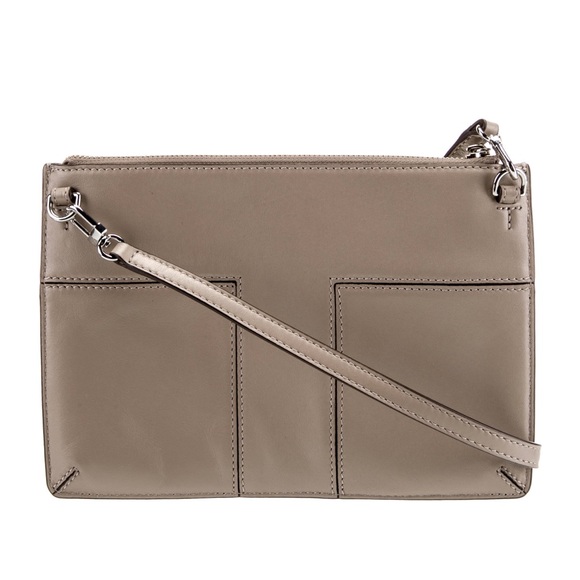 Tory Burch crossbody Grey LeatherSilverTone hrd,Single Adjustable Shoulder Strap - Picture 4 of 5